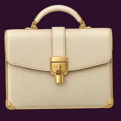 Locked leather briefcase — Lucky Hills