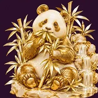 Panda eating bamboo — Lucky Hills
